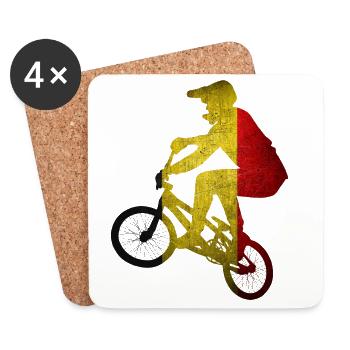 Grunge Belgian Flag Cyclist - Coasters (set of 4) - white - Front