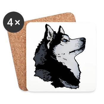 Husky head - Coasters (set of 4) - white - Front
