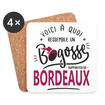 rugby Bordeaux bogosse sport rugby supporter - Dessous de verre (lot de 4) - blanc - Devant