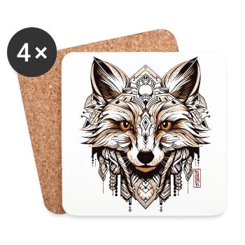 Raccon Spirit Animal - Dessous de verre (lot de 4) - blanc - Devant