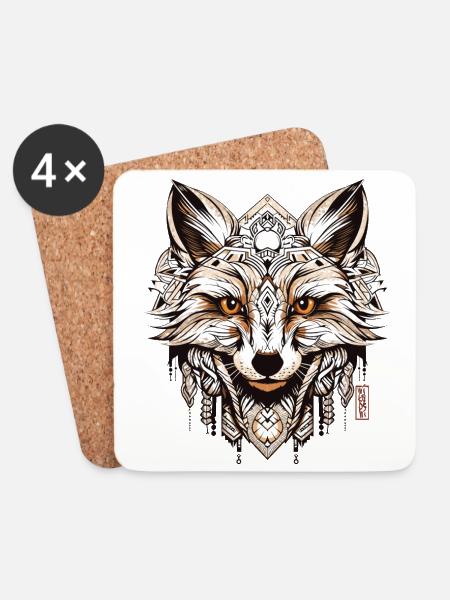 Raccon Spirit Animal - Untersetzer (4er-Set) - Weiß
