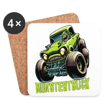 Monster Truck Comic Gift - Coasters (set of 4) - white - Front