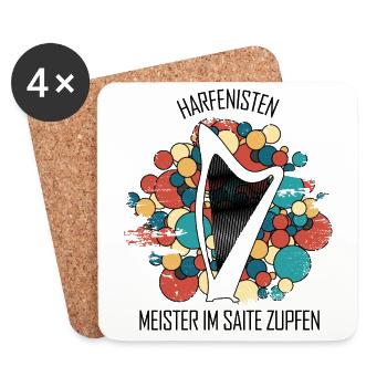 Harfe Geschenk Musikinstrument Musiker Zupfen - Untersetzer (4er-Set) - Weiß - Vorne