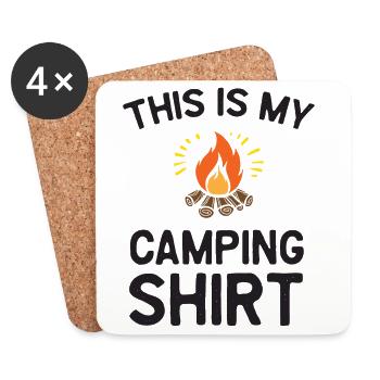 Ceci est ma chemise de camping - Dessous de verre (lot de 4) - blanc - Devant
