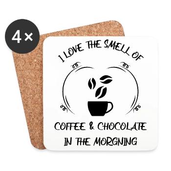 Café, expresso, café et chocolat - Dessous de verre (lot de 4) - blanc - Devant