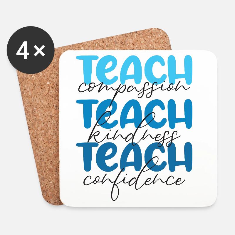 Lehrer-Lehren Mitgefühl, Freundlichkeit und Selbstvertrauen - Untersetzer (4er-Set) - Weiß