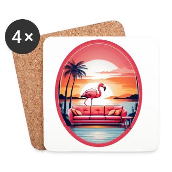 Flamingo Sofa - Untersetzer (4er-Set) - Weiß - Vorne