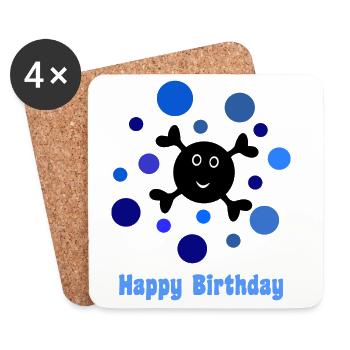 ANNIVERSARY. HAPPY BIRTHDAY. HAPPY BIRTHDAY - Coasters (set of 4) - white - Front
