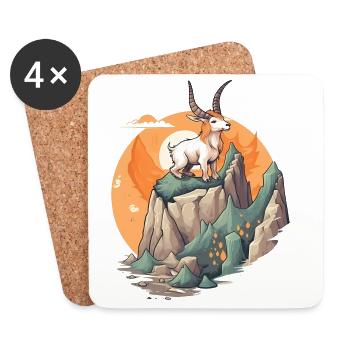 Gardening friend goat on mountain top - Coasters (set of 4) - white - Front