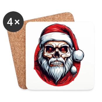 Totenkopf Weihnachtsmann - Untersetzer (4er-Set) - Weiß - Vorne