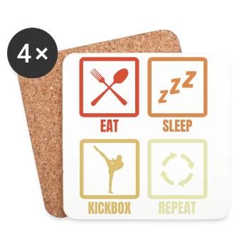Eating Sleeping Kickboxing Repeat - Coasters (set of 4) - white - Front