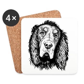 Gordon Setter Portrait Bleu sw - Dessous de verre (lot de 4) - blanc - Devant