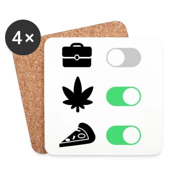 High on Life – Pizza & Chill, No Work - Coasters (set of 4) - white - Front