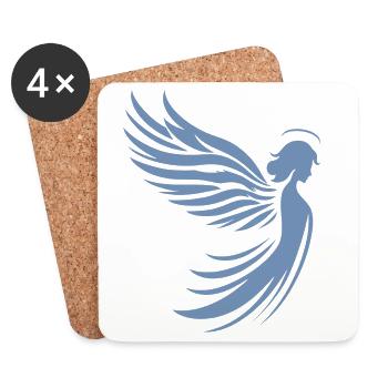 Un ange avec des ailes et une silhouette de halo - Dessous de verre (lot de 4) - blanc - Devant