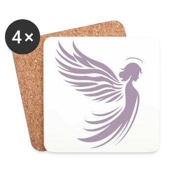 Un ange avec des ailes et une silhouette de halo - Dessous de verre (lot de 4) - blanc - Devant