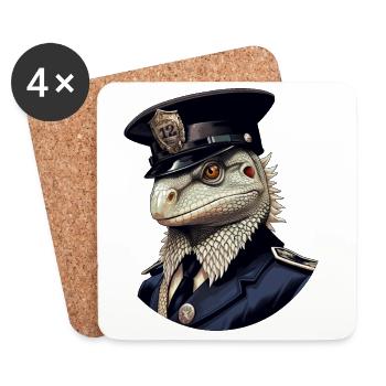 Police Lizards - Coasters (set of 4) - white - Front