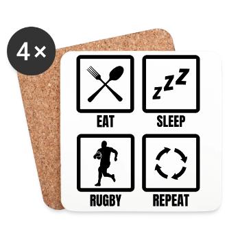 Täglicher Rugby Spielplan - Untersetzer (4er-Set) - Weiß - Vorne
