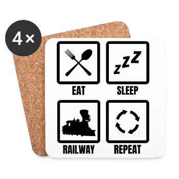 Railway Lovers Routine - Coasters (set of 4) - white - Front