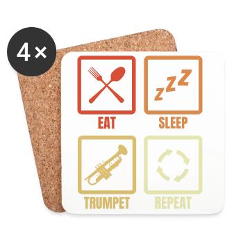 Manger Sommeil Trompette Répéter - Dessous de verre (lot de 4) - blanc - Devant