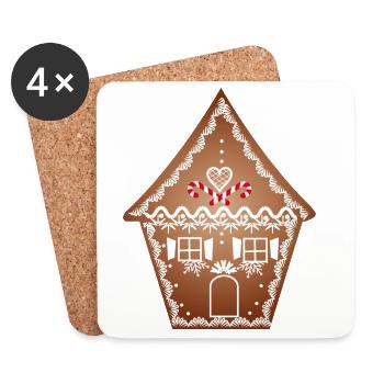 beautifully decorated gingerbread house for Christmas - Coasters (set of 4) - white - Front