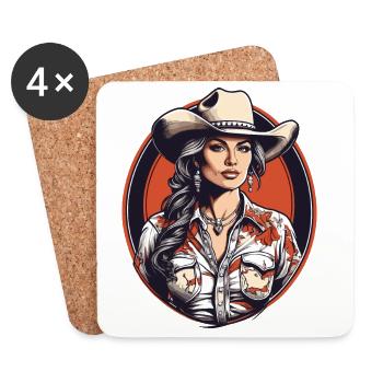 Western Girl - Untersetzer (4er-Set) - Weiß - Vorne