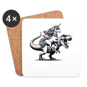 Einhorn Dinosaurier Trending Fantasy Kreatur - Untersetzer (4er-Set) - Weiß - Vorne