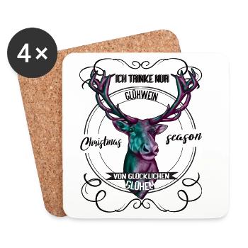 Christmas Season – Hunting Deer Design - Coasters (set of 4) - white - Front