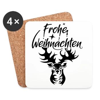 Rentier frohe weihnachten icon Illustration xmas - Untersetzer (4er-Set) - Weiß - Vorne