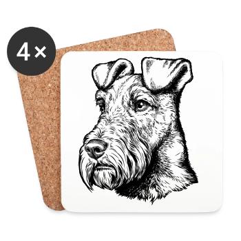 Irish Terrier Mailo 2023 Portrait black - Coasters (set of 4) - white - Front