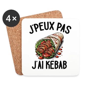 J'Peux Pas J'ai Kebab Cadeau Nourriture Drôle - Dessous de verre (lot de 4) - blanc - Devant