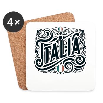Forza Italia Geschenk für italienische Fußballfans - Untersetzer (4er-Set) - Weiß - Vorne