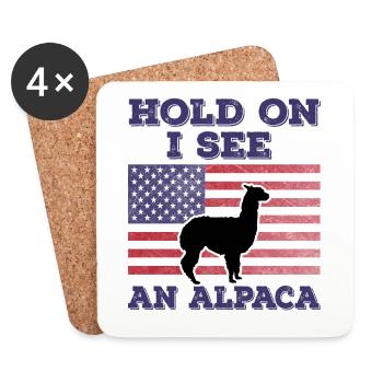 Alpaca American Flag Funny Original Gift - Coasters (set of 4) - white - Front