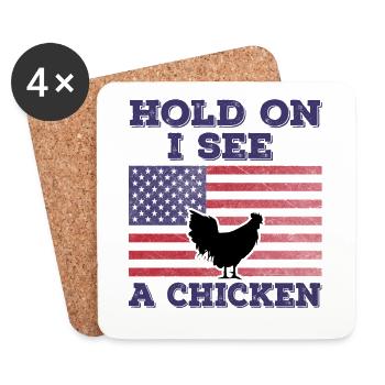 Poule Drapeau Américain Cadeau Original Drôle - Dessous de verre (lot de 4) - blanc - Devant