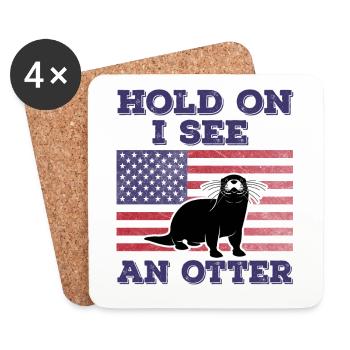 Loutre Drapeau Américain Cadeau Original Drôle - Dessous de verre (lot de 4) - blanc - Devant