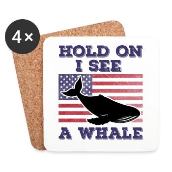 Baleine Drapeau Américain Cadeau Original Drôle - Dessous de verre (lot de 4) - blanc - Devant
