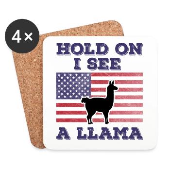 Lama Drapeau Américain Cadeau Original Drôle - Dessous de verre (lot de 4) - blanc - Devant