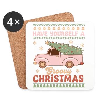 Hässlicher Weihnachtspullover - Untersetzer (4er-Set) - Weiß - Vorne