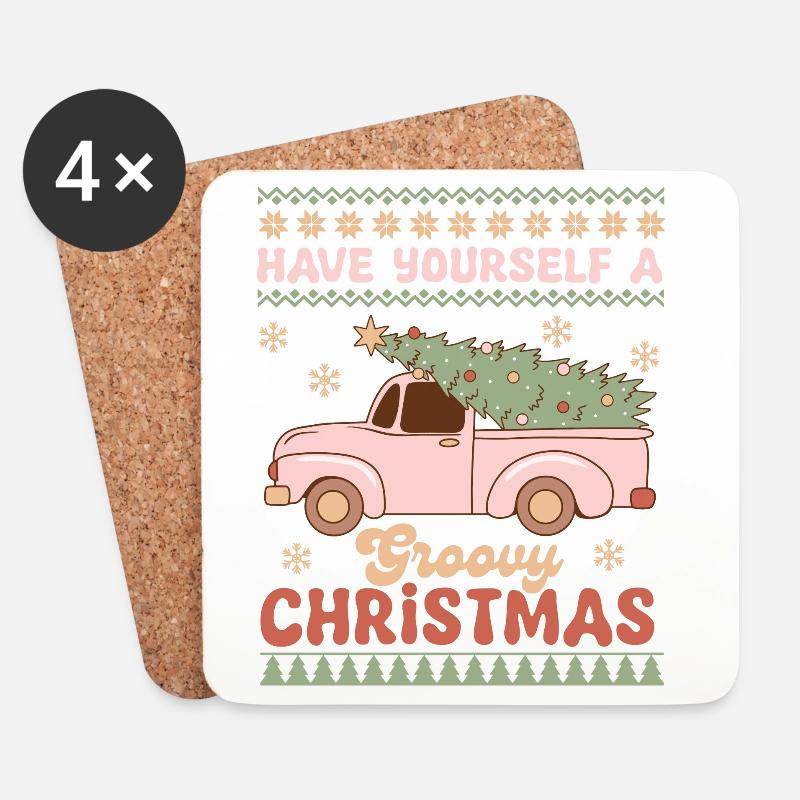 Hässlicher Weihnachtspullover - Untersetzer (4er-Set) - Weiß