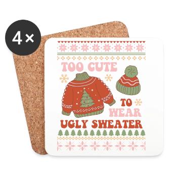 Hässlicher Weihnachtspullover - Untersetzer (4er-Set) - Weiß - Vorne