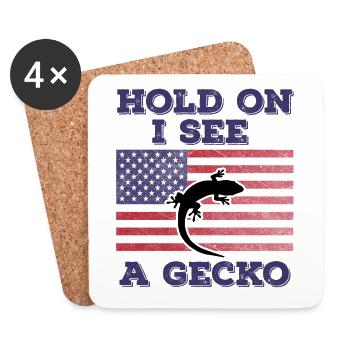 Gecko American Flag Funny Original Gift - Coasters (set of 4) - white - Front