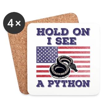 Python American Flag Funny Original Gift - Coasters (set of 4) - white - Front