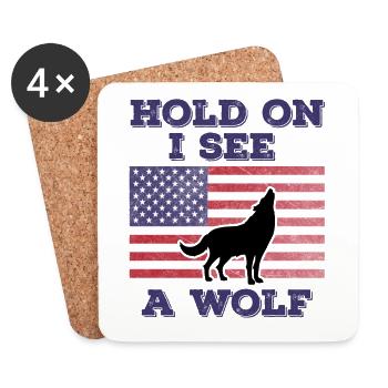 Wolf American Flag Funny Original Gift - Coasters (set of 4) - white - Front