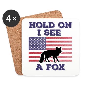Fox American Flag Funny Original Gift - Coasters (set of 4) - white - Front