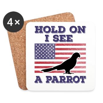 Parrot American Flag Funny Original Gift - Coasters (set of 4) - white - Front