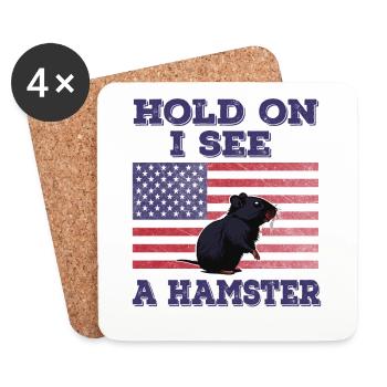 Hamster American Flag Funny Original Gift - Coasters (set of 4) - white - Front
