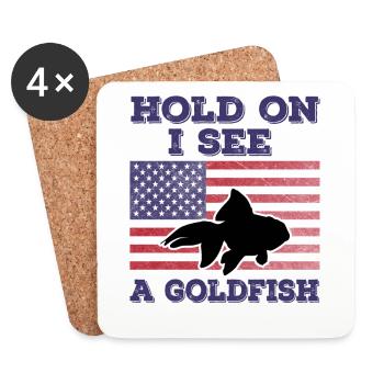 Poisson Rouge Drapeau Américain Cadeau Original - Dessous de verre (lot de 4) - blanc - Devant