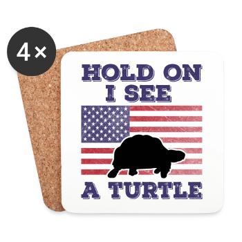 Turtle American Flag Funny Original Gift - Coasters (set of 4) - white - Front