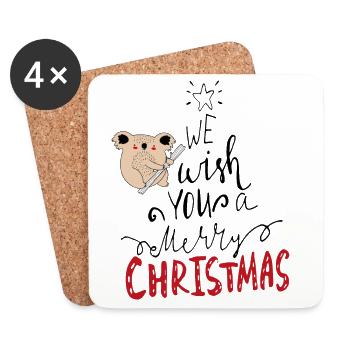 Joyeux Noël Koala - Dessous de verre (lot de 4) - blanc - Devant