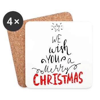 Merry Christmas - Untersetzer (4er-Set) - Weiß - Vorne