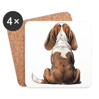 Basset Hund - Untersetzer (4er-Set) - Weiß - Vorne